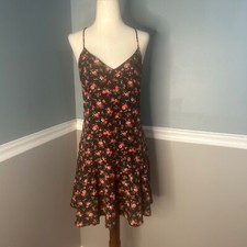 Express floral mini sundress razor back pink & black size 6