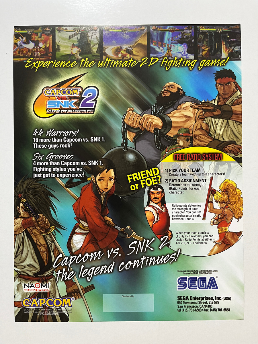 NAOMI CAPCOMvsSNK アーケード B1 ポスター カプコンvs Capcom vs. SNK 2 Sega NAOMI Arcade Flyer | eBay