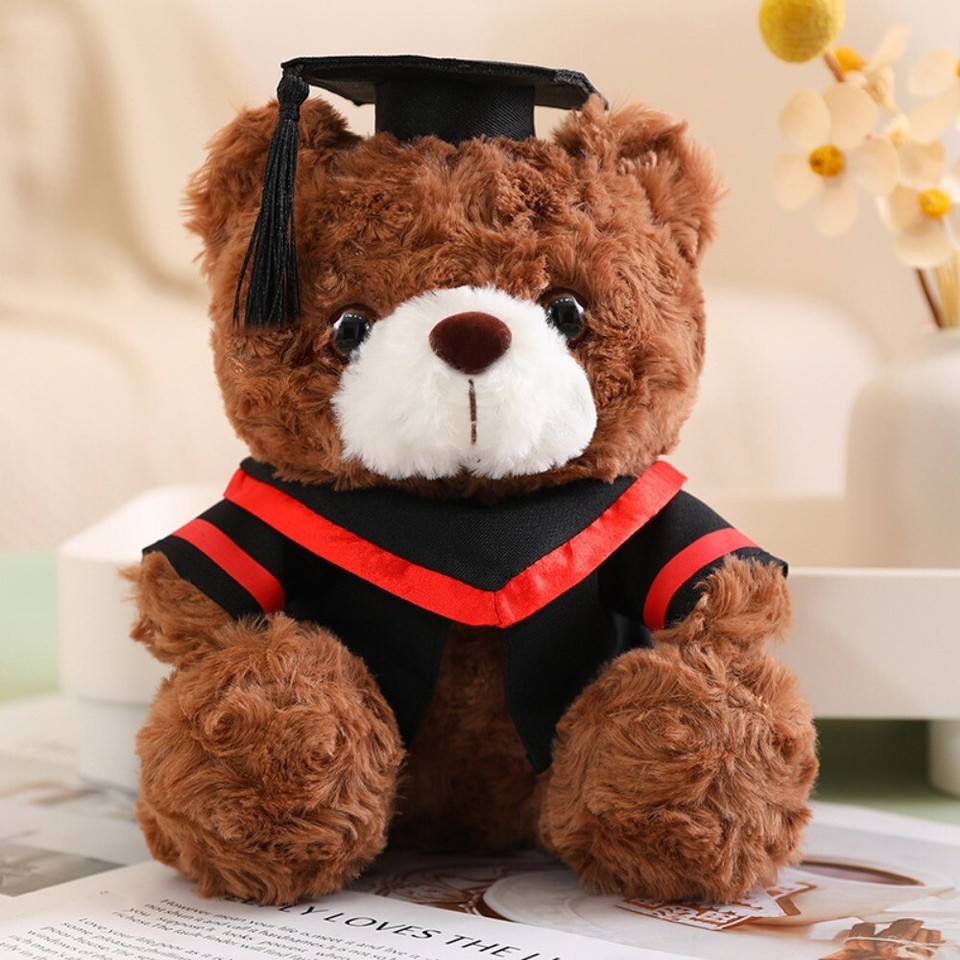 Small Sitting Bear Doll Graduation Gown Graduation Gift Plush Toy