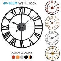Large Skeleton Metal Roman Wall Clocks Big Numerals Giant Open Round Face UK