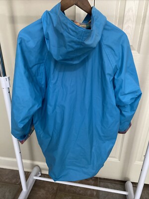 Vintage JG HOOK PVC Rain Coat Jacket Hood Cotton-Lined Zip Pockets