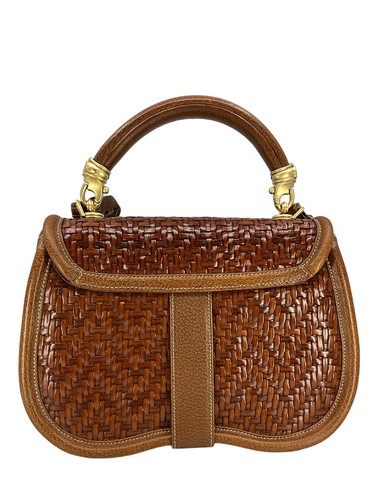 Barry Kieselstein-Cord Woven Leather Dog Head Satchel Bag with Strap - Picture 2 of 7