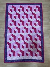 Pink baby quilt handmade new 34  x55  