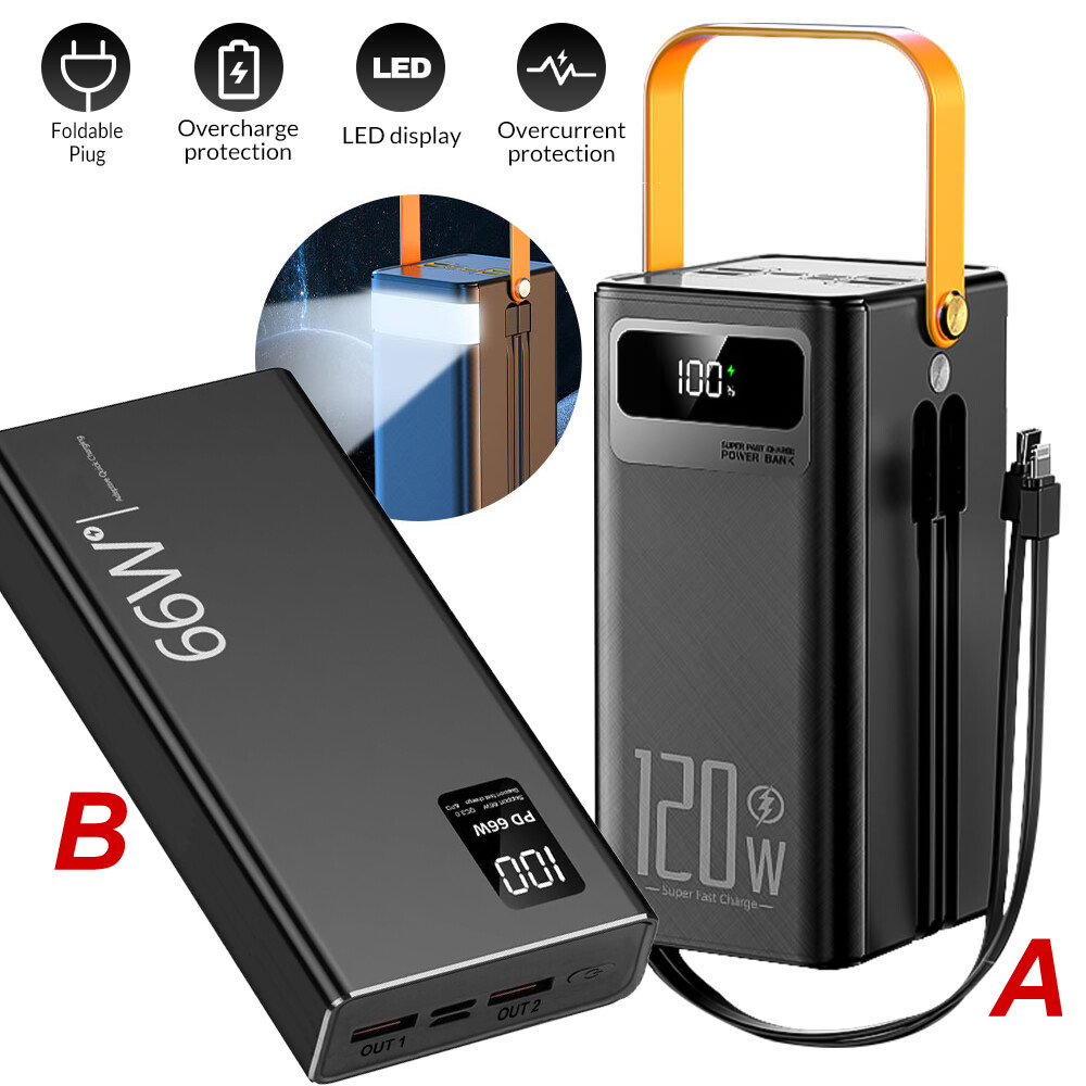 120W Portable 50000mAh Power Bank Large Capacity Fast Charging External  Battery
