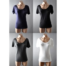 Basic Solid Casual Womens Stretch Round Loose Scoop Neck T-Shirt Top Tee S M L