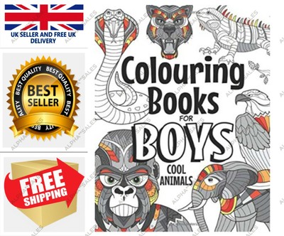 Download Colouring Books For Boys Cool Animals Aged 6 12 Fast Free Uk Ebay