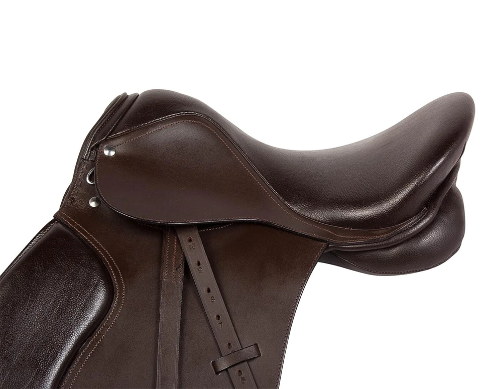 Sillín de montar a caballo inglés para exhibición de cuero marrón 13"-18" Foto 3 de 3