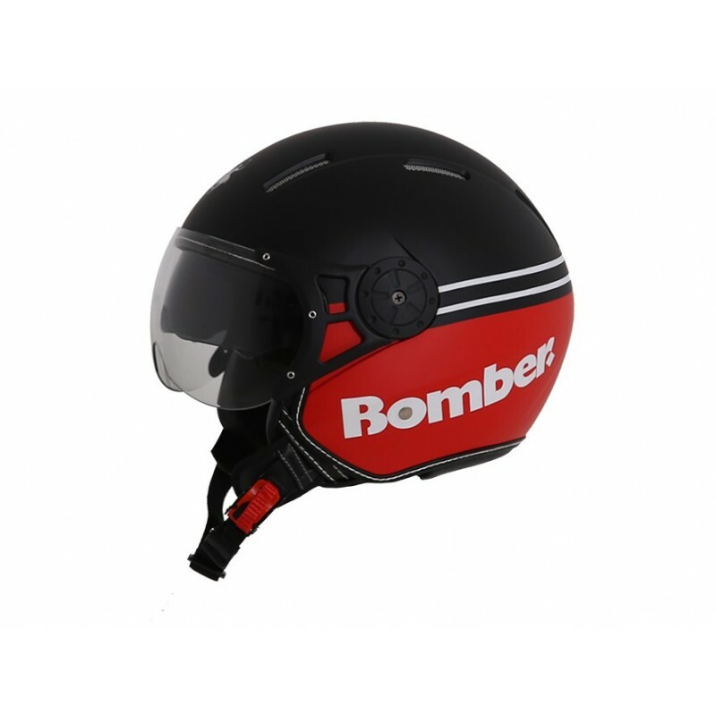 Casco Jet Rodeo Drive Bomber Doppia Visiera Visierino Scomparsa NERO OPACO/ R...