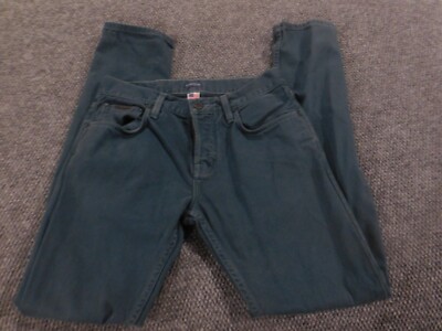 Jacob Davis Mens Jeans 30x32 blue green straight denim Made in USA