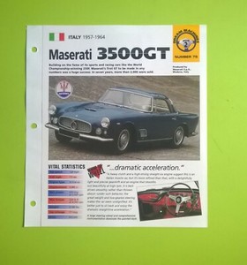 Imp Maserati 3500gt information brochure hot cars hot rod race car dealer specs