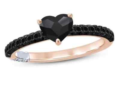 2Ct Black Lab Created Heart Shape Diamond Engagement Ring 14K Rose Gold Plated