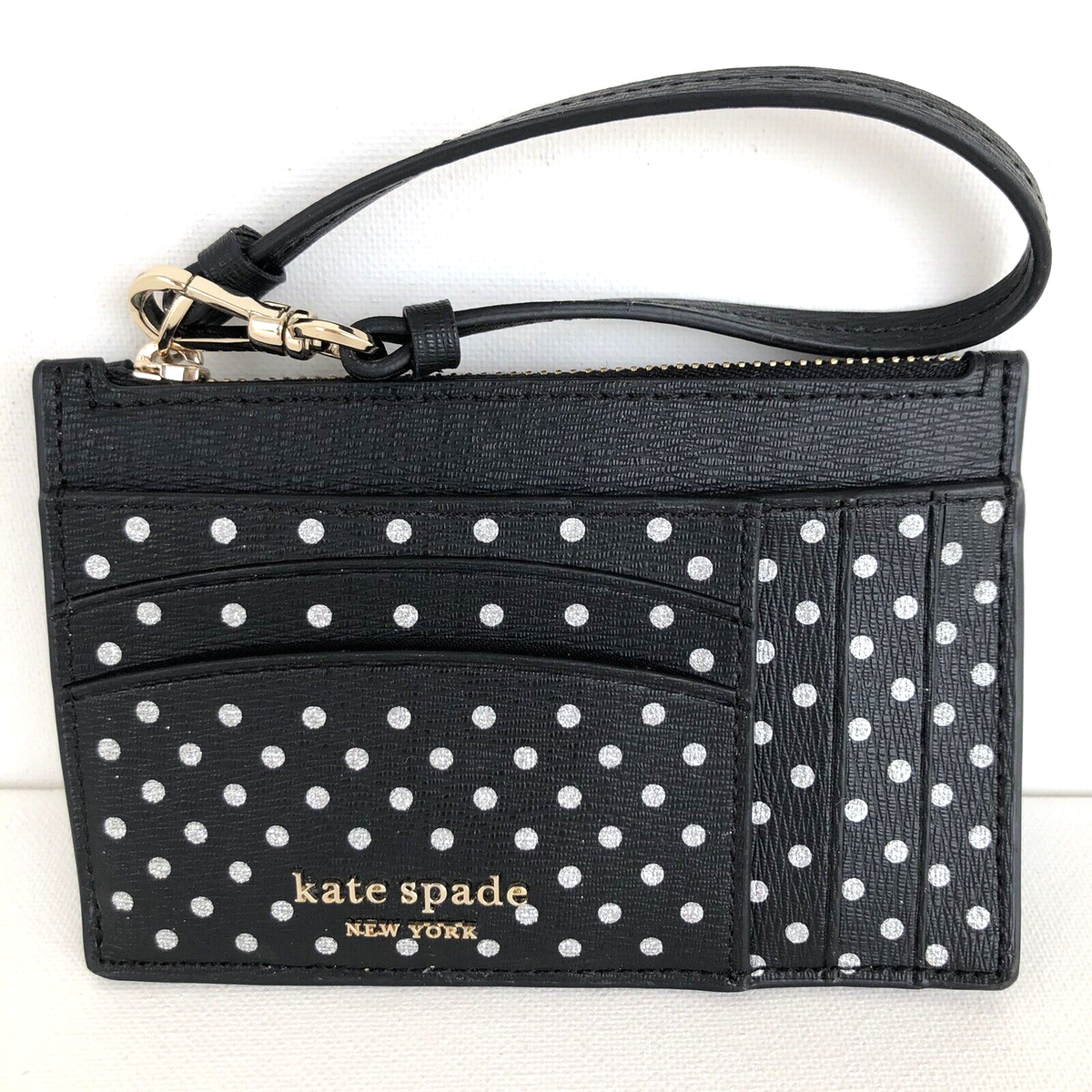 kate spade new york Spencer Metallic Dots Card Case Wristlet Black