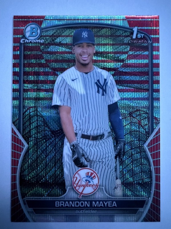 2023 Bowman Chrome Brandon Mayea 1st Red/Aqua Vapor Wave 3/5 SP YANKEES🔥