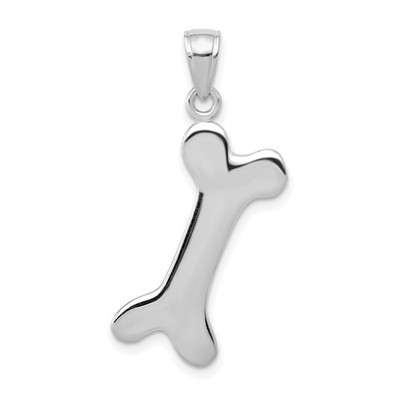 10k White Gold Dog Bone Pendant for Women Unisex Pet Lover Veterinary Jewelry