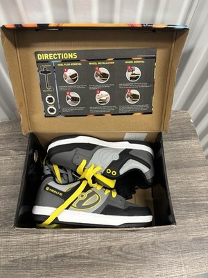 Heelys 70609 Gray/Black/Yellow Lace-Up Sneakers Unisex Kids US 4 Wheels