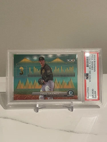 Paul Skenes 2024 Bowman /125 - Scouts Top 100 - Aqua #BTP-3 PSA 10 Rookie POP 20
