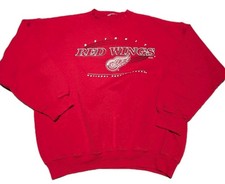 VTG Logo Athletic Detroit Red Wings Sweatshirt Embroidered Crewneck Mens M/L NHL
