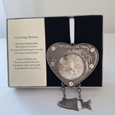 Pet Cat Memorial Photo Frame Ornament in Loving Memory  Remembrance In Gift Pkg