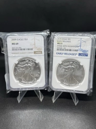 Lot Of 2 MS 69 Silver Eagles