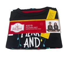 Holiday Time Unisex Kids Matching Family Pajama Set Black Soot 12