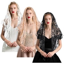 Catholic Chapel Veils 3 Pc Triangle Lace Mantilla Veil Cathedral Head Covering