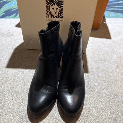 Anne Klein Akcaelina iFlex  Black Leather Ankle Bootie Womens Sz 7.5 3'' heel
