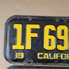 1951 California CA License Plates Pair 1F69253 Patina Vintage Black & Yellow 51 — photo 2