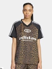 Adidas Satin Leopard Print Football Style Shirt Top M Medium 100 Authentic NWT