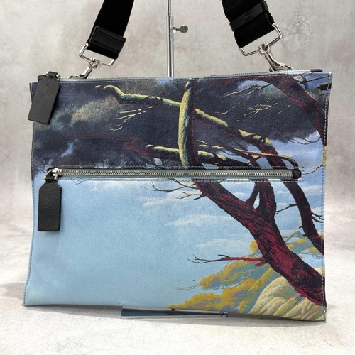 VALENTINO Blue Landscape Print Shoulder Bag Artistic Fashion Accessory Used