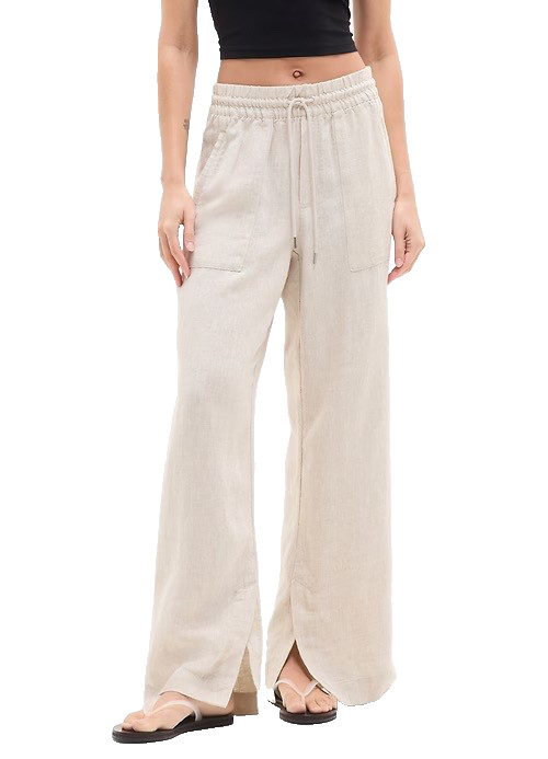 ATHLETA Retreat Linen Drawstring Wide Leg Pant XS Natural Undyed $95 851038