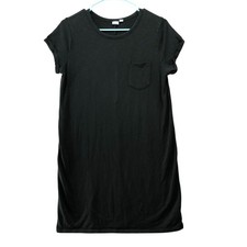 Gap T Shirt Dress Womens M Black Crewneck Pocket Tee Knee Length Short Sleeve