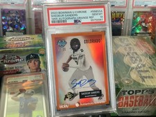 SHEDEUR SANDERS 2023 BOWMAN U CHROME 1955 AUTO ORANGE REFRACTOR /25 PSA 10 P0P 5