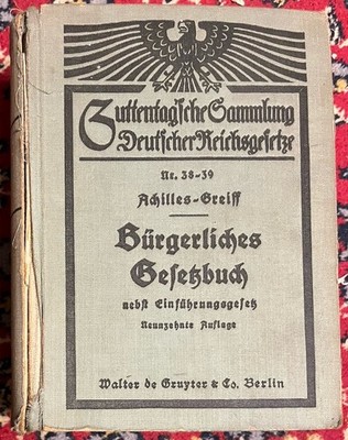 Achilles-Greiff: Bürgerliches Gesetzbuch BGB; Walter de Gruyter & Co Berlin 1949