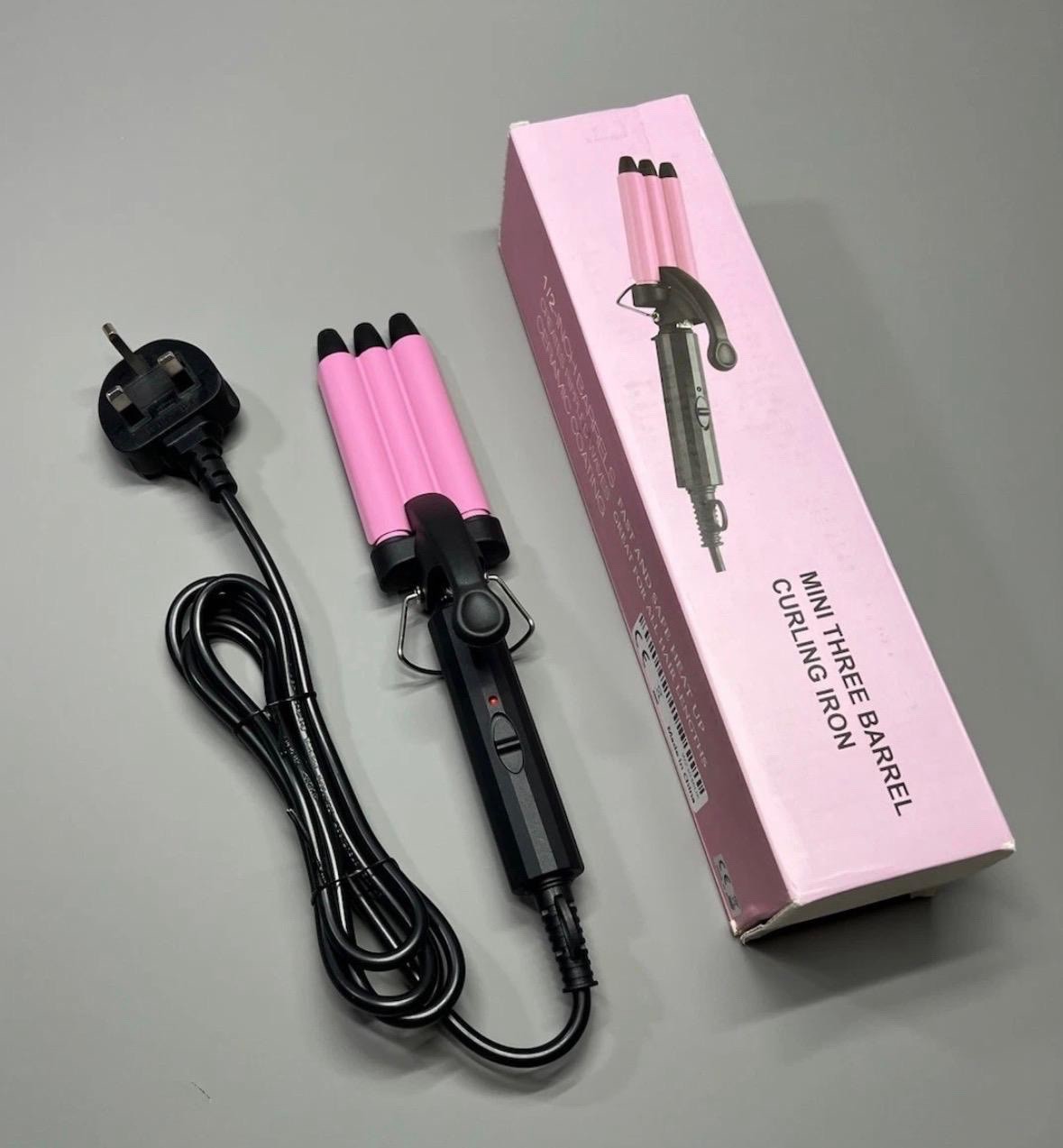 Mini Hair Crimper Triple Barrel Wavy Curling Crepe Iron Curler Wand French Waves