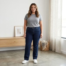 Levi's 505 Straight Leg Jeans Women 16L Dark Wash Denim Mid Rise Classic Stretch