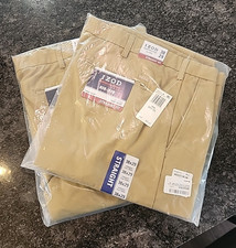 NWT IZOD AMERICAN CHINO NON-IRON FLAT FRONT STRAIGHT FIT 38/29 - PAIR KHAKI