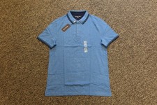 New Michael Kors Greenwich Cotton Polo Shirt - MEDIUM - Ocean Blue Heather