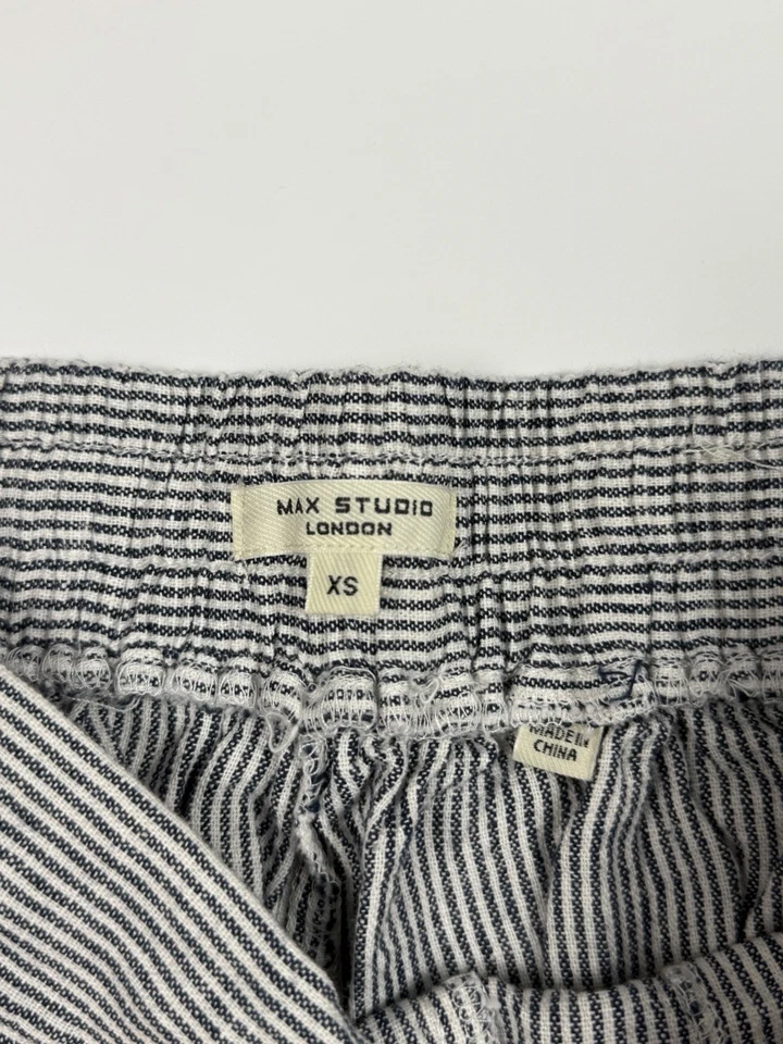 Pantalones Max Studio London Pierna Ancha Mujer XS Negro Blanco Rayas Recortados Foto 3 de 4