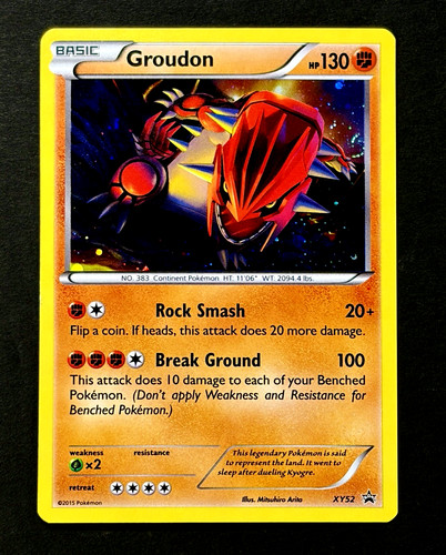 2015 Pokemon GROUDON Black Star Promo Set COSMOS HOLO Foil Card #XY52 Rare SWIRL