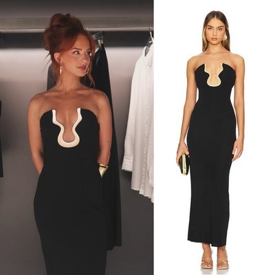 Cult Gaia Abril Strapless Gown Black Gold Hardware | eBay