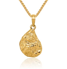 14K Solid Yellow Gold Oyster Shell Necklace