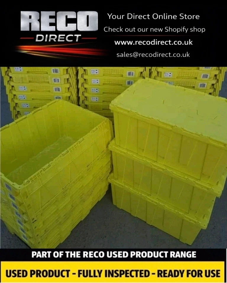 5 x EXTRA LARGE USED YELLOW TOTE BOX / ALC CRATE 700x430x300mm STORAGE 80L - Image 3 of 4