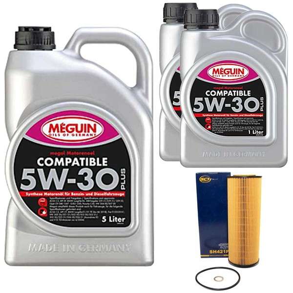 MotoröL Set SAE 5W-30 Plus Meguin 7 Liter + ÖLfilter FüR VW Passat Variant 2.5-image