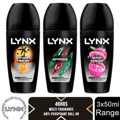 Lynx Africa, Epic Fresh oder Sunset Fresh Anti-Transpirant Roll On 50ml, 3er Pack