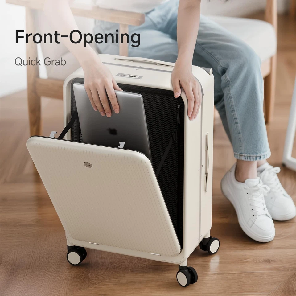 Открывающийся сверху 20-дюймовый ручной чемодан - без молнии, алюминиевая рама жесткий корпус... - Изображение 2 из 4