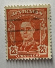 Vintage Rare Australia King George VI 2 1/2d Red Stamp