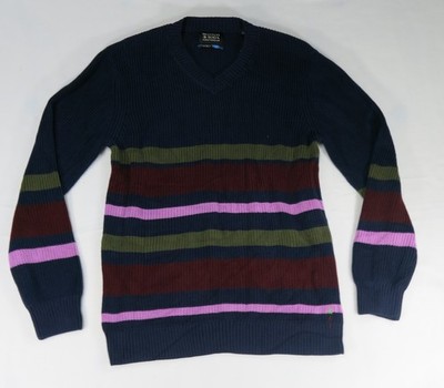 Scotch & Soda Regular Fit Stripe V-Neck Pullover Sweater Large