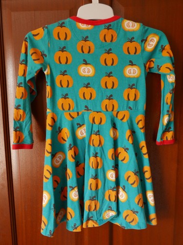 Maxomorra Girls Skater Dress, 104/110 (4-5 yrs), Turquoise, Orange Tomatoes - Picture 2 of 3
