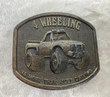 Vtg Bergamot Brass Works 4 Wheeling Is More Than Just Driving Belt Buckle