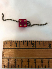 Red Plastic Dice Keychain Charm w/ Ball Chain - Gambling/Casino Theme
